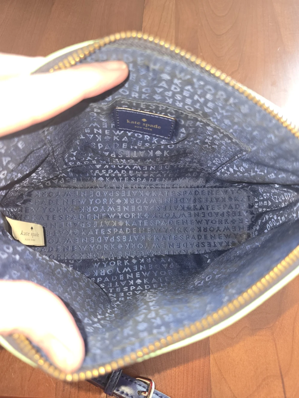 kate spade Navy & Coral Stripe Crossbody Bag, EUC